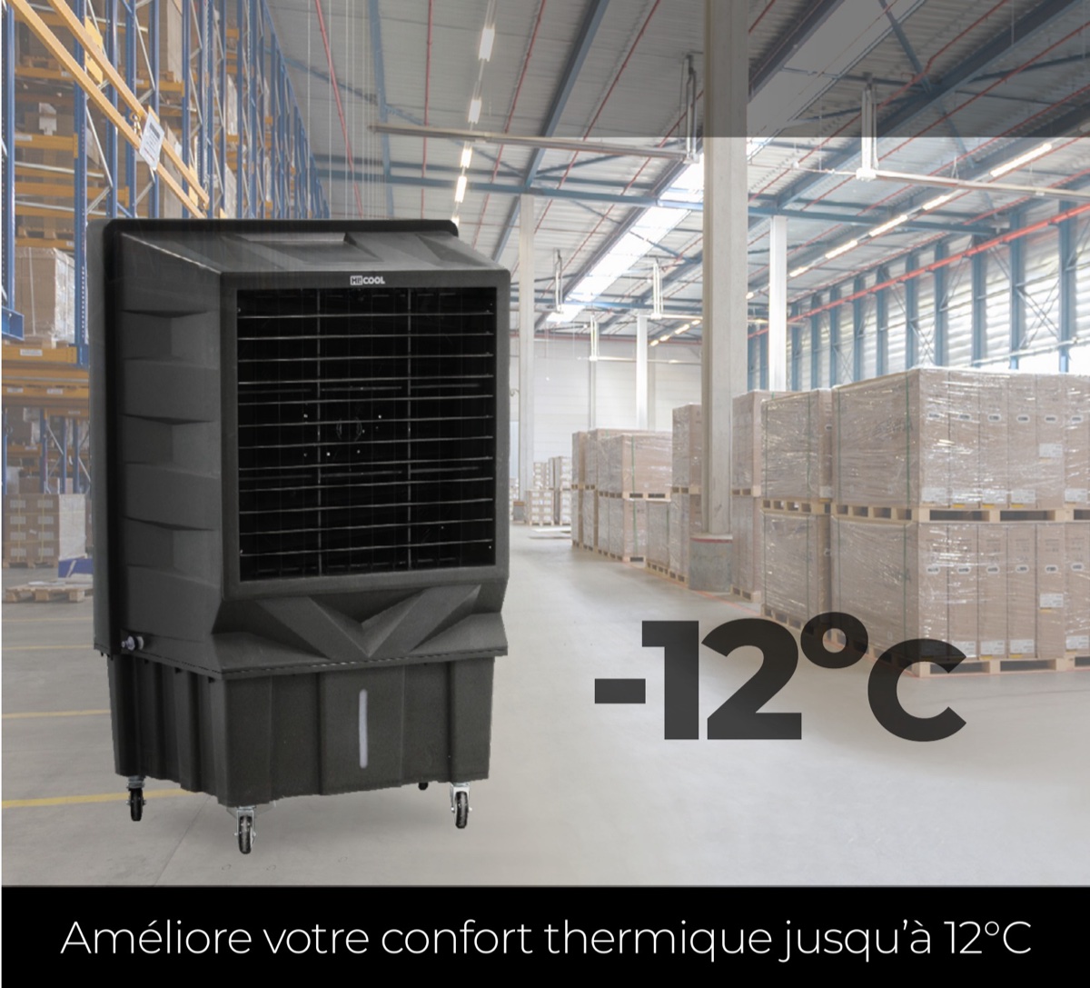 Rafraîchisseur évaporatif mobile HI COOL : améliore le confort thermique jusqu'à 12 °C